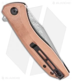 CIVIVI Baklash Flipper Liner Lock Knife Stonewashed Copper (3.5" Damascus) -Knife Shop CIVIVI Baklash Flipper Liner Lock Stonewashed Copper Hand 3.5 Damascus C801DS 2 BHQ 115283 LS Side
