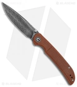 CIVIVI Imperium Liner Lock Knife Brown Micarta (3.5" Damascus) C2107DS-1