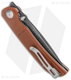 CIVIVI Imperium Liner Lock Knife Brown Micarta (3.5" Damascus) C2107DS-1 -Knife Shop CIVIVI Imperium LL Brown Micarta Damascus C2107DS 1 BHQ 123532 jr side