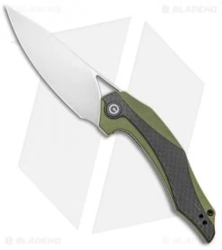 CIVIVI Isham Plethiros Flipper Knife Green/Carbon Fiber (3.45" Satin) C904B