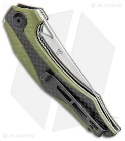 CIVIVI Isham Plethiros Flipper Knife Green/Carbon Fiber (3.45" Satin) C904B -Knife Shop CIVIVI Isham Plethiros Green CF Satin C904B BHQ 96905 jr side