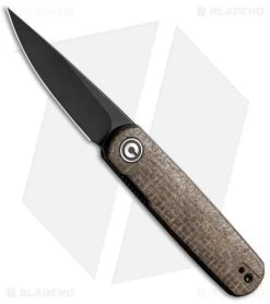 CIVIVI Lundquist Lumi Liner Lock Knife Brown Burlap Micarta (2.6" Black SW)