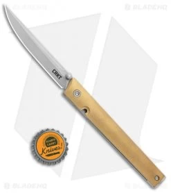 CRKT CEO Liner Lock Blade HQ Exclusive Knife Brass (3.1" Stonewash D2) -Knife Shop CRKT Brass CEO LL SW BHQ 113999 jr bottlecap