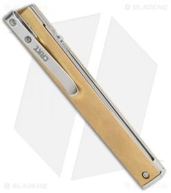 CRKT CEO Liner Lock Blade HQ Exclusive Knife Brass (3.1" Stonewash D2) -Knife Shop CRKT Brass CEO LL SW BHQ 113999 jr side