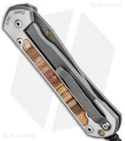 Chris Reeve Large Sebenza 21 Knife W/ Spalted Beech Inlays (3.625" Ladder Dam) -Knife Shop Chris Reeve Knives Large Sebenza 21 Spalted Beech Inlays Ladder Damascus L21 1166 BHQ 87895 jr side