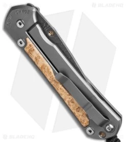 Chris Reeve Large Sebenza 31 Frame Lock Knife Box Elder (3.625" Boomerang Dama) -Knife Shop Chris Reeve Large Sebenza 31 FL Kife Box Elder 3in Boomerang Damascus BHQ 141308 td side