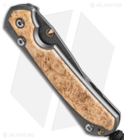 Chris Reeve Left Hand Small Sebenza 31 Frame Lock Knife Box Elder (3" Raindrop) -Knife Shop Chris Reeve Small Sebenza 31 Knife Box Elder LH 3in Raindrop Dama BHQ 98995 td side