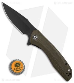CIVIVI Baklash Flipper Liner Lock Knife Green Coarse Micarta (3.5" Black SW) -Knife Shop Civivi Baklash Flipper LLK Green Coarse Micarta 3in Black SW BHQ 151784 td size