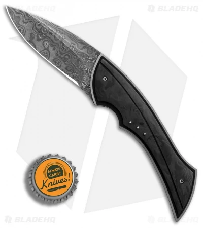 Corrie Schoeman B Ware Flipper Knife Marble Carbon Fiber (2.75" Damascus) 6 Corrie Schoeman B Ware Flipper Knife Marble Carbon Fiber (2.75" Damascus) - Image 4