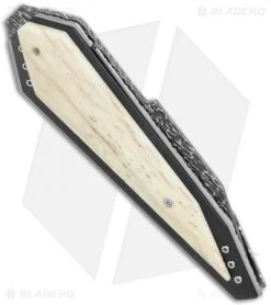 Corrie Schoeman D-Fuse Liner Lock Knife Bone/G-10 (3.5" Damascus) -Knife Shop Corrie Schoeman Defuse LL Bone G 10 Damascus BHQ 124141 jr side