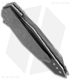 Corrie Schoeman N Able Flipper Knife Crocodile Skin (3.25" Damascus) -Knife Shop Corrie Schoeman N Able Folder Knife Crocodile Skin Damascus BHQ 174193 jr side