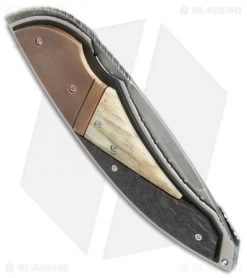 Corrie Schoeman Panerai Flipper Knife Giraffe Bone/Carbon Fiber (3" Hamon) -Knife Shop Corrie Schoeman Panerai giraffe bone cf hamon BHQ 72037 er side