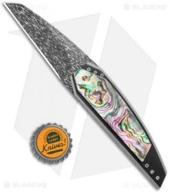 Corrie Schoeman Strike Liner Lock Knife Abalone/Carbon Fiber (3" Damascus) -Knife Shop Corrie Schoeman Strike LL Knife Marble Abalone G 10 Damascus BHQ 124144 jr bottlecap