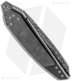 Corrie Schoeman Strike Liner Lock Knife Abalone/Carbon Fiber (3" Damascus) -Knife Shop Corrie Schoeman Strike LL Knife Marble Abalone G 10 Damascus BHQ 124144 jr side