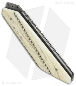 Corrie Schoeman T-Mate Flipper Knife Giraffe Bone (2.5" Hamon) -Knife Shop Corrie Schoeman T mate giraffe bone hamon BHQ 72039 er side