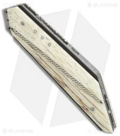 Corrie Schoeman T-Mate Flipper Knife Giraffe Bone (2.5" Hamon) -Knife Shop Corrie Schoeman T mate giraffe bone hamon BHQ 72039 er spine