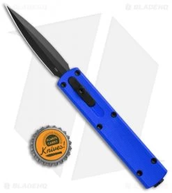 D Rocket Designs Zulu Spear D/A OTF Automatic Knife Blue (2.8" Black) -Knife Shop D Rocket Design Zulu Aluminum Blue OTF Black BHQ 103421 jr bottlecap