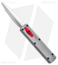D Rocket Designs Zulu Spear D/A OTF Automatic Knife Gray/Red Button (2.8" Satin)