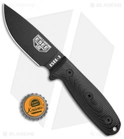 ESEE Knives ESEE-3PMB-001 Fixed Blade Knife Black G-10 (3.88" Black) -Knife Shop ESEE Knives ESEE 3PMB 001 Black G 10 Black BHQ 105741 jr bottlecap
