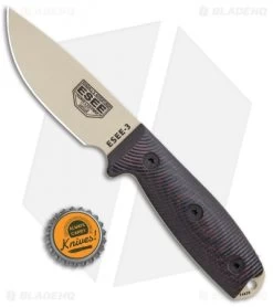 ESEE Knives ESEE-3PMDT-004 Fixed Blade Knife Red/Black G-10 (3.88" Tan) -Knife Shop ESEE Knives ESEE 3PMDT 004 Red Black G 10 Tan BHQ 105743 jr bottlecap
