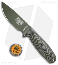 ESEE Knives ESEE-3 Fixed Blade Knife OD Green/Black G-10 (3.9" OD Green) -Knife Shop ESEE Knives ESEE 3PMOD 003 OD Green Black OD Green BHQ 105751 jr bottlecap 1