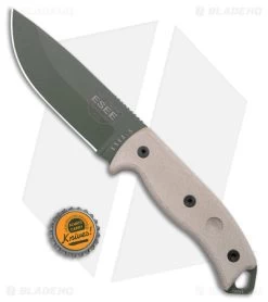 ESEE Knives ESEE-5P-KO-OD Fixed Blade Knife (5.25" OD Green) *No Sheathing* -Knife Shop ESEE Knives ESEE 5P KO OD Fixed Blade Knife OD Green BHQ 46296 jr bottlecap