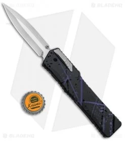 Heretic Knives Cleric Dagger OTF Knife Purple Splash/Carbon Fiber (3.5" SW) -Knife Shop Heretic Knives Cleric Dagger OTF Purple Splash CF SW BHQ 86128 jr bottlecap