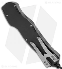 Heretic Knives Hydra OTF Automatic Knife Black Tanto (3.625" Stonewash) -Knife Shop Heretic Knives Hydra OTF Auto Black Tanto SW H006 2A BHQ 112295 jr side