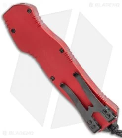 Heretic Knives Hydra OTF Automatic Knife Red S/E (3.625" Black) -Knife Shop Heretic Knives Hydra OTF Automatic Knife Red S E 3.625in Black H007 6A RED BHQ 115325 LS Side