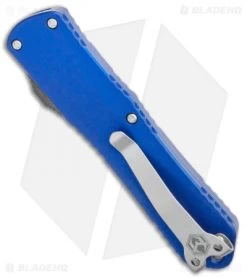 Heretic Knives Manticore-E D/A OTF Knife Blue D/E (3.125" Stoneweash) -Knife Shop Heretic Knives Manticore E D E OTF Blue SW H028 2A BLU plz finish title H028 2A BLU BHQ 109488 LS Side