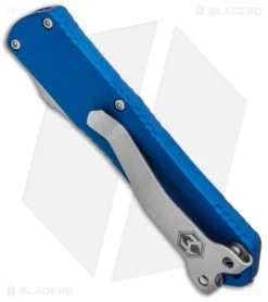 Heretic Knives Manticore-S Double Edge OTF Blue (2.63" Battleworn) -Knife Shop Heretic Knives Manticore S Double Edge OTF Blue Battleworn H024 5A BL BHQ 95076 jr side