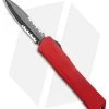 Heretic Knives Manticore-X Double Edge OTF Knife Red (3.75" Black Serr) -Knife Shop Heretic Knives Manticore X Double Edge OTF Red Black Serr H032 6B RED BHQ 98804 jr