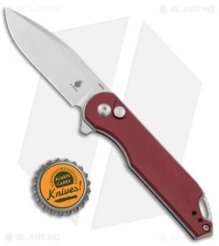 Kizer Assassin Button Lock Flipper Knife Red Micarta (3.15" Satin) V3549C2 -Knife Shop Kizer Assassin Plunge Lock Flipper Red Micarta Satin BHQ 140610 jr bottlecap