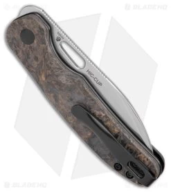 Kizer Azo Hic-cup Button Lock Knife Fat Carbon (3.1" Stonewash) V3606A1 -Knife Shop Kizer Azo Hic Cup Button Lock Fat Carbon Black Brown SW BHQ 176927 jr side