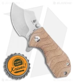 Kizer Flip Shank Frame Lock Knife Tan Micarta (2" Stonewash) Ki2521A3 -Knife Shop Kizer Flip Shank Frame Lock Knife Micarta Stonewash Ki2521A3 BHQ 117841 LS Bottlecap