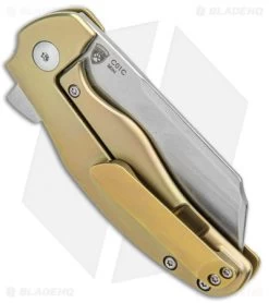 Kizer Mini Sheepdog C01C Frame Lock Flipper Knife Gold Titanium (2.6" Satin) -Knife Shop Kizer Mini Sheepdog C01C FL Gold Ti Satin Ki3488A3 BHQ 93981 jr side