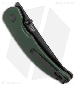 Kizer Swaggs Chili Pepper Button Lock Knife Green Aluminum (3" Satin 3V) -Knife Shop Kizer Swaggs Chili Pepper Button Lock Green Aluminum Black BHQ 176940 jr side