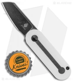 Kizer Azo/Liz Mini Bay Detent Slip Joint Knife White/ Black (1.9" Satin) -Knife Shop Kizer Vanguard Azo Liz Mini Bay Detent SJ White G 10 Black SW BHQ 134410 jr bottlecap