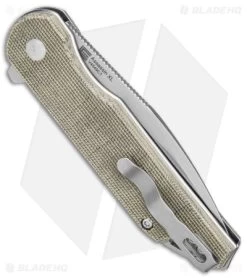 Kizer Vanguard Elstner Assassin XL Button Lock Knife Green Micarta (3.4" Satin) -Knife Shop Kizer Vanguard Elstner Assassin XL Button Lock Green Micarta Satin BHQ 169650 jr side