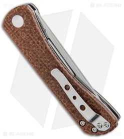 Kizer Vanguard Rolf Helbig Pinch Folder Brown Micarta (3" Satin) V3009N2 -Knife Shop Kizer Vanguard Rolf Helbig Pinch Folder Brown Micarta Satin V3009N2 BHQ 100721 jr side