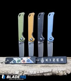 Kizer Azo Vanguard Series Begleiter Knife Green G-10 (3.5" Gray) V4458N2 -Knife Shop Kizer Vanguard Series Begleiter Knife G 10 BHQ34056 kp wood black flight tag web