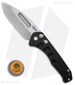 Medford Praetorian Swift Automatic Knife Drop Point Black Al (3.3" Tumbled) -Knife Shop Medford Auto Swift S35VN DP Black BHQ 173519 td size
