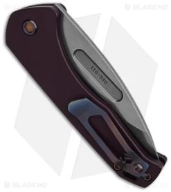 Medford + Blade HQ Praetorian Swift Auto Red Flamed Hardware (3.3" Tumbled) -Knife Shop Medford BHQ Praetorian Swift Auto Red with Flamed Hardware 3in Tumbled BHQ 139527 td side