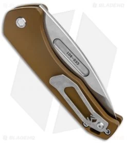 Medford Praetorian Swift Automatic Knife Yellow Drop Point (3.3" Tumbled) -Knife Shop Medford Praetorian Swift Auto Bronze Yello Tumbled MK206STD 45AZ TSCS Q4 BHQ 122106 jr side