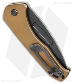 Medford Praetorian Swift Automatic Knife Tanto Yellow Aluminum (3.3" PVD) -Knife Shop Medford Praetorian Swift Automatic Knife Tanto Bronze Aluminum 3.3 PVD BHQ 114505 LS Side