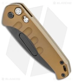 Medford Praetorian Swift Automatic Knife Tanto Yellow Aluminum (3.3" PVD) -Knife Shop Medford Praetorian Swift Automatic Knife Tanto Bronze Aluminum 3.3 PVD BHQ 114505 LS Spine