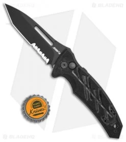 Ontario XM-3S Tanto Automatic Knife G-10 (3.75" Black Serr) 08759 -Knife Shop Ontario XM 3S Tanto Auto Knife G 10 Black Serr BHQ 120624 jr bottlecap