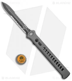 Paragon Estiletto Dagger OTF Automatic Gray Arrow (5.5" Black Serr) -Knife Shop Paragon Estiletto Dagger OTF Auto Gray Arrow Black Serr PARA EST S AH GM 2X BHQ 97552 jr bottlecap