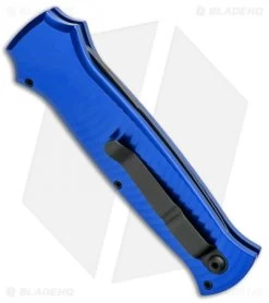 Piranha Bodyguard Automatic Knife Blue Tactical (3.3" Black Serr) -Knife Shop Piranha Bodyguard Auto Blue Tactical Black Serr BHQ 0489 jr side