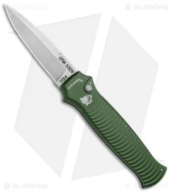 Piranha Bodyguard Automatic Knife Green (3.3" Stonewash)